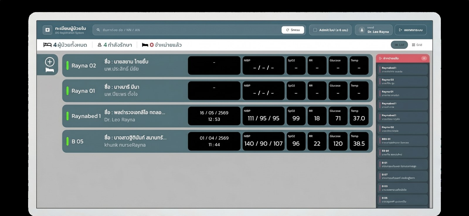 Ward-wide patient list view